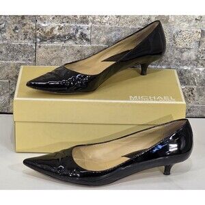 Michael Kors Carina Kitten Heels Pointed Toe Black Patent Leather Women's 8.5 M
